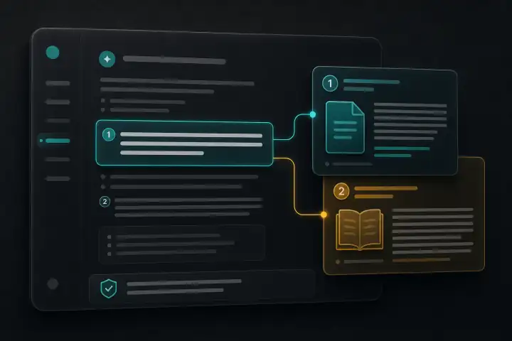 An academic answer linked to numbered citations and source documents